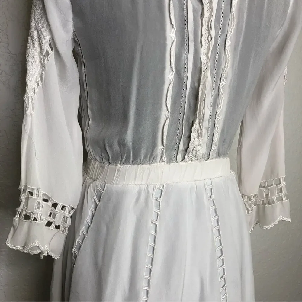 Tularosa Orsen white cutout embroidered dress size XS
